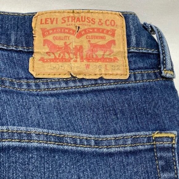 Levi's 505 Men's Blue Jeans 36x32 LEVI Strauss Regular Fit Straight Leg Denim - Picture 11 of 14